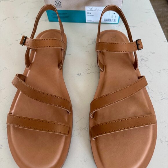 TOMS Kira Tan Leather Strappy Sandals - NEW in Box - Picture 2 of 5